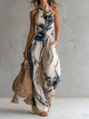Tuta Larga con Stampa Inchiostro e Scollo Halter con Tasche