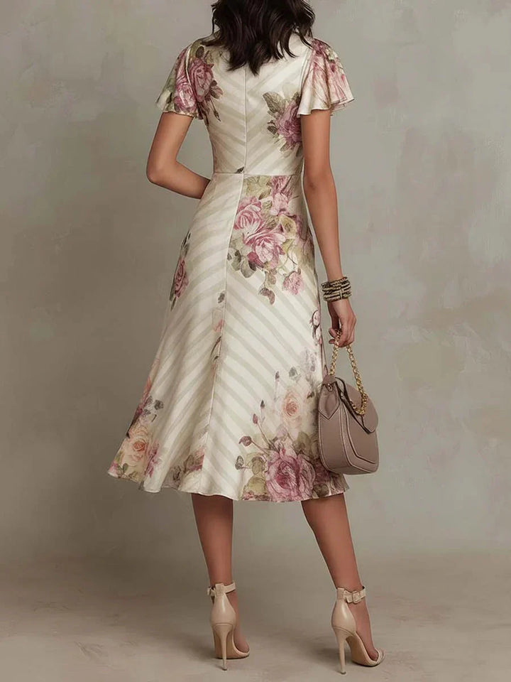 Camelia | Elegante Abito Midi Drappeggiato a Fiori