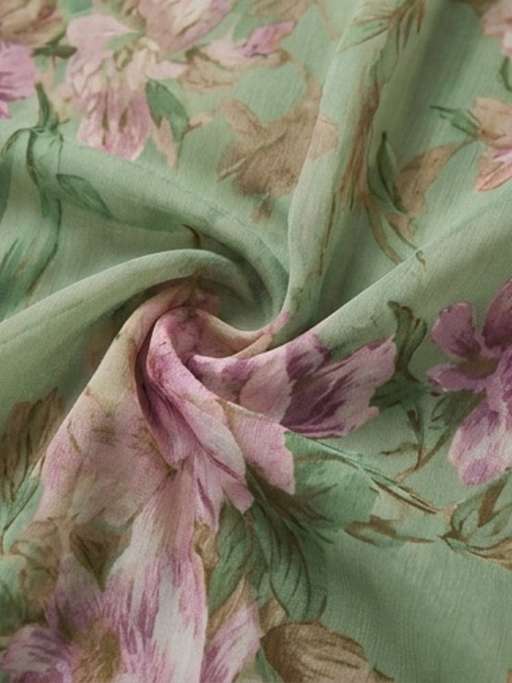 Leah - Abito Maxi in Chiffon Verde con Scollatura a Halter