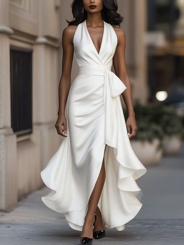 Scarlett | Abito Ruffle in Satin Halter