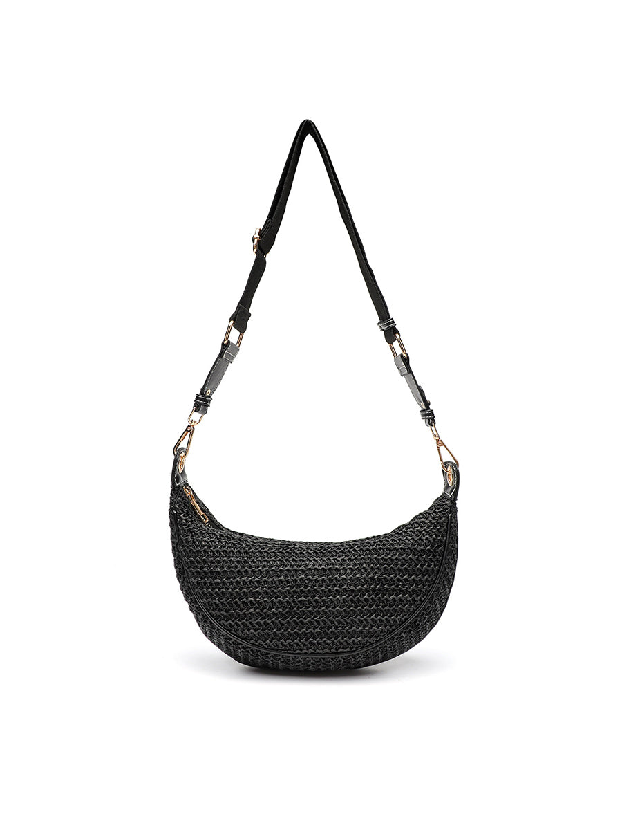 Borsa a tracolla casual per donna; Borsa tessuta da sottobraccio