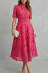SERAPHINA | Abito Midi in Pizzo con Elegante Collo Alto