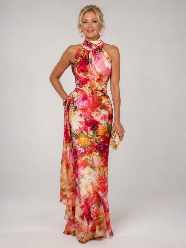 Elisabetta™ Abito Maxi a Stampa Floreale con Scollo Halter