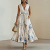 Amelia | Abito Maxi in Chiffon a Fiori Pieghettato