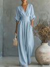 Elegant V-Neck High-Waisted Jumpsuit