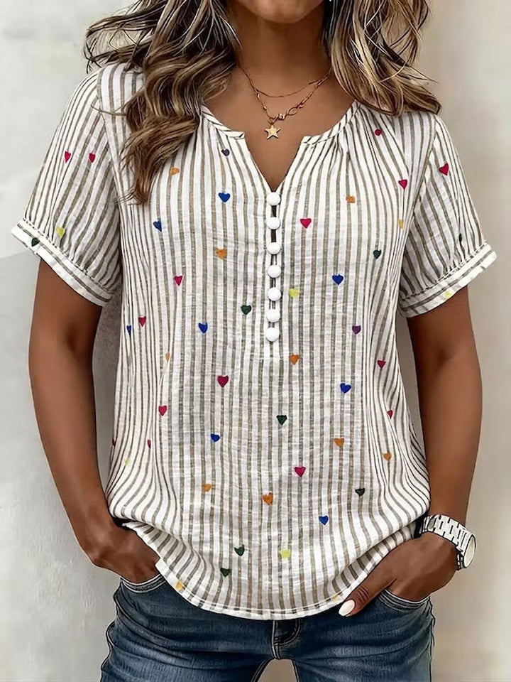 Abigail | Camicia in Lino a Strisce a Cuore