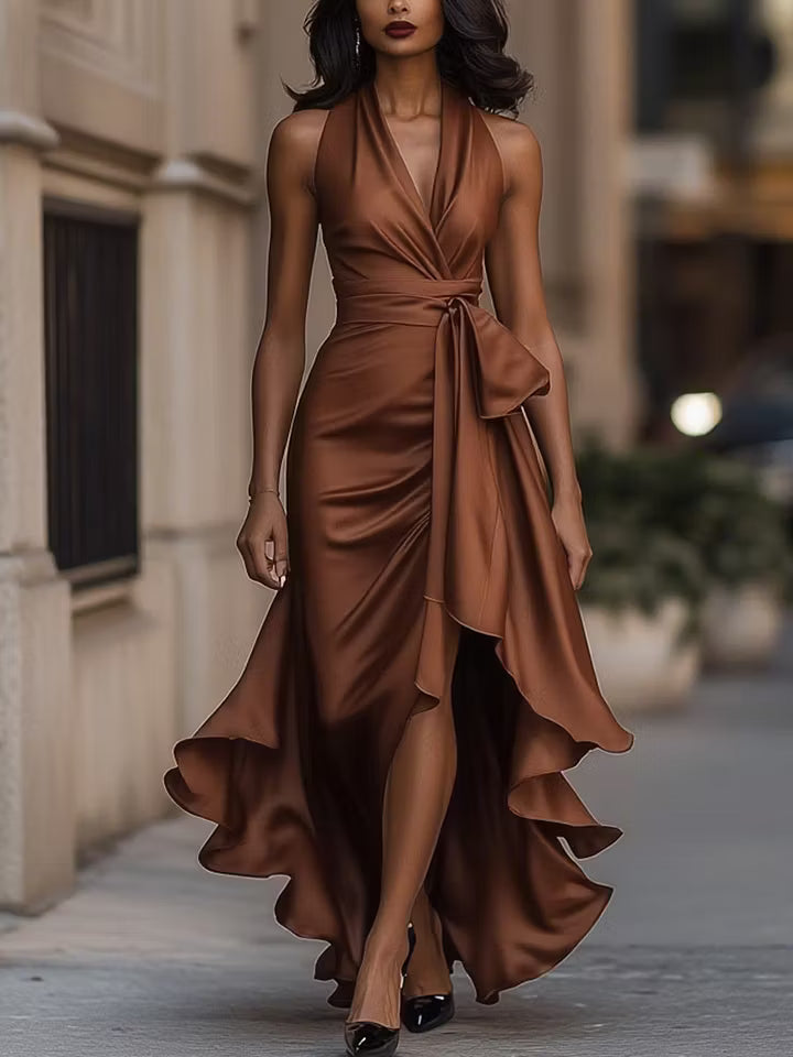 Scarlett | Abito Ruffle in Satin Halter