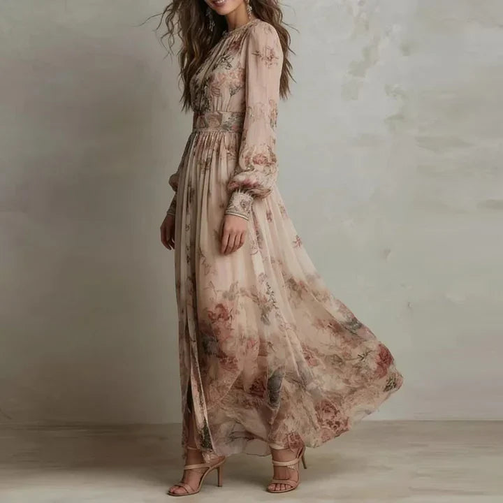 Amelia | Vestito Maxi Floreale Vintage a Vita Alta