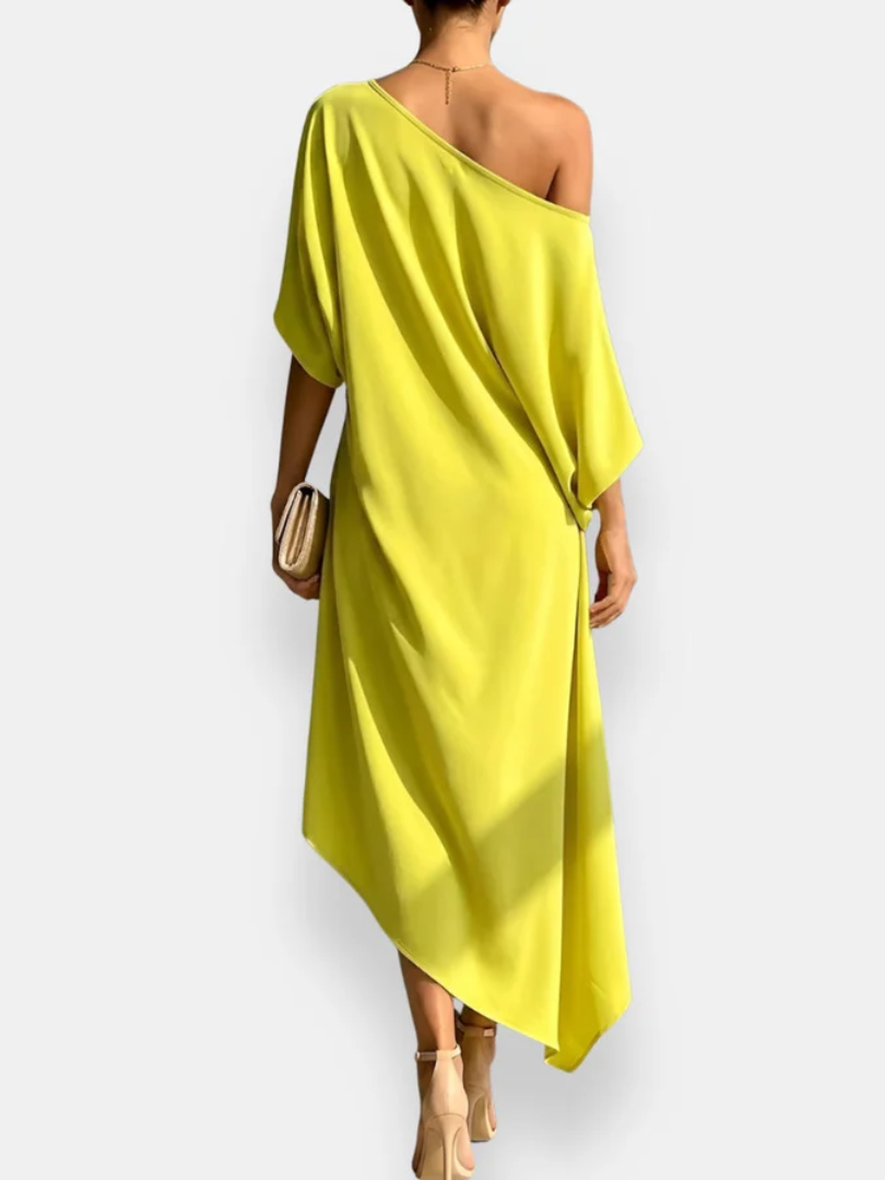 MILENA | ABITO MIDI DRAPPEGGIATO ASIMMETRICO