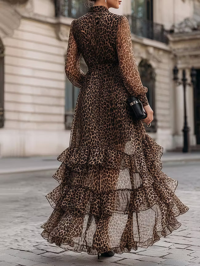 Savannah | Vestito Midi Avvolgente con Stampa Leopardo