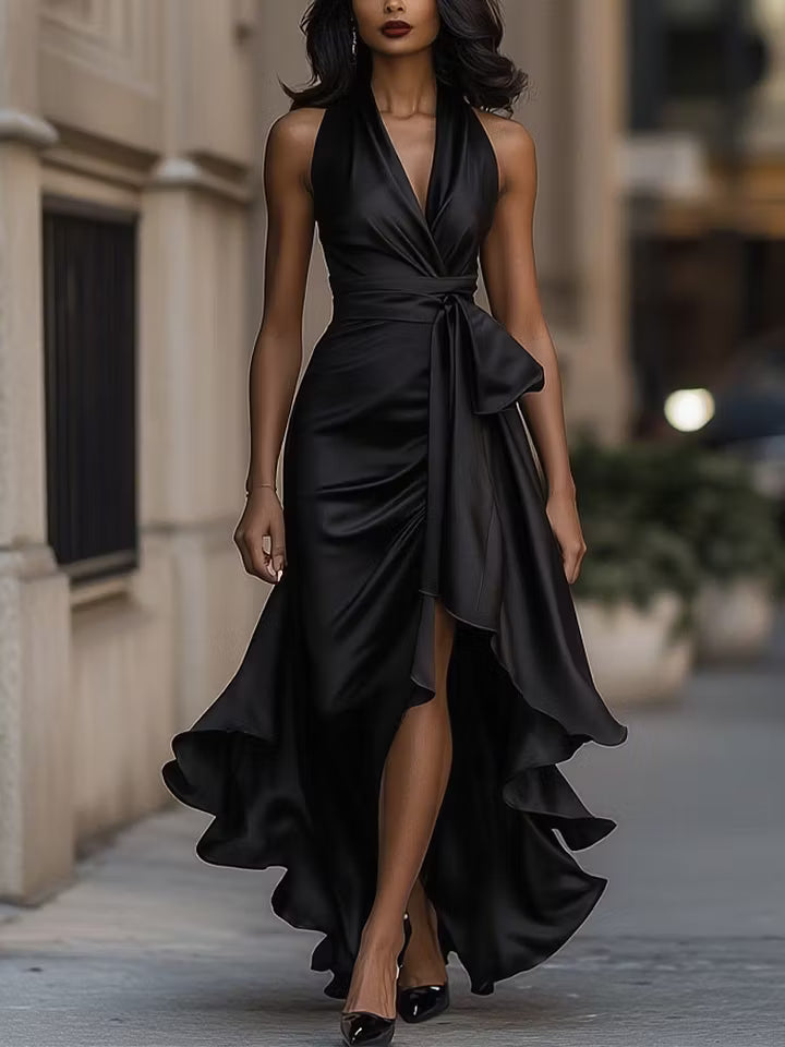 Scarlett | Abito Ruffle in Satin Halter