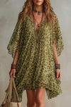 Tiziana | Vestito in chiffon con stampa leopardata, dal taglio ampio e fluido, scollo a V