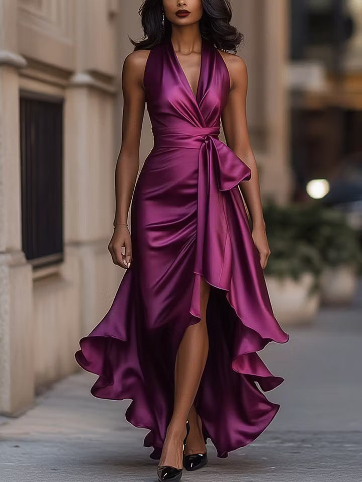 Scarlett | Abito Ruffle in Satin Halter