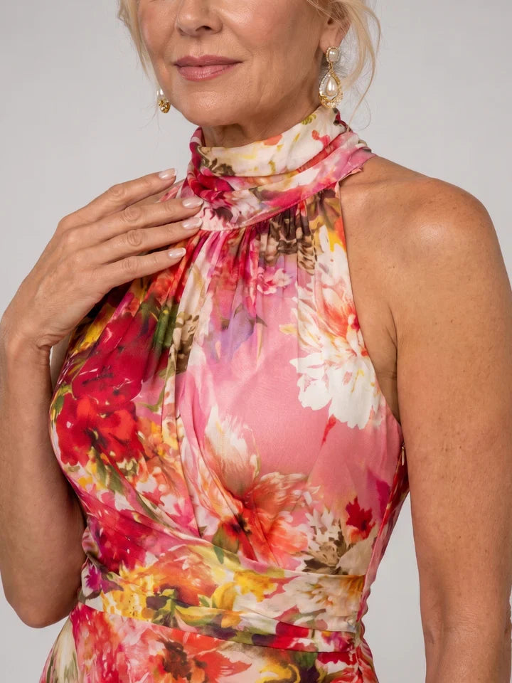 Elisabetta | Abito Maxi Floral con Scollo Halter