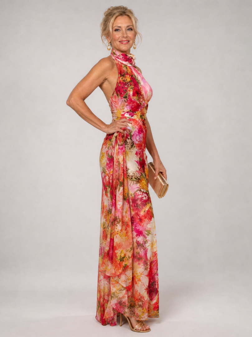 Elisabetta™ Abito Maxi a Stampa Floreale con Scollo Halter