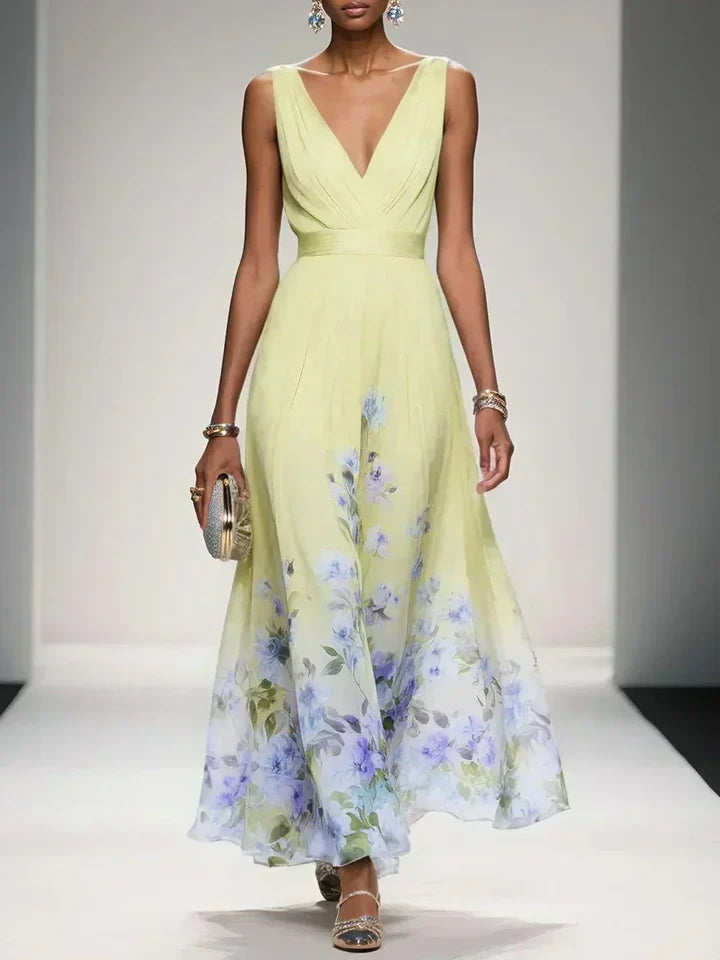 Harper | Abito Maxi a V con Fantasia Floreale