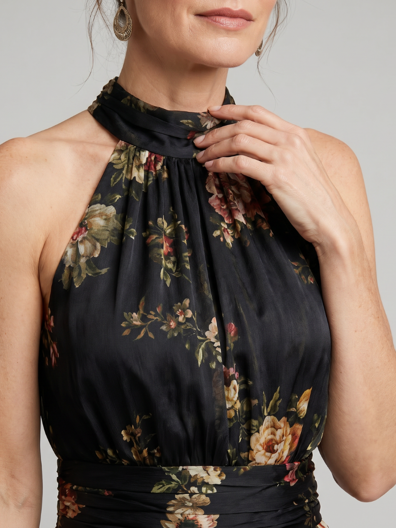 Sior™ Abito Midi con Scollo a Halter Floreale