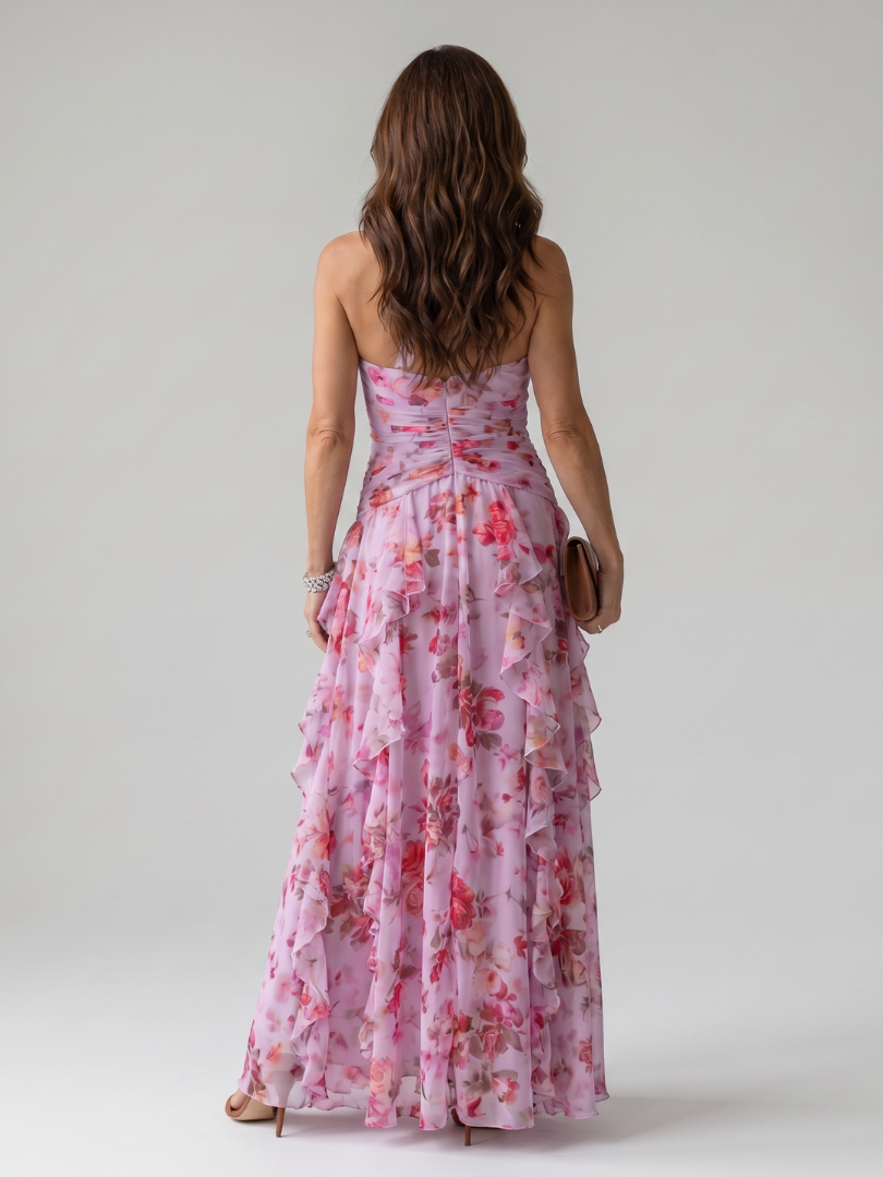 Nori™ Abito Maxy a Fiori con Scollo Halter e Corpino Arricciato