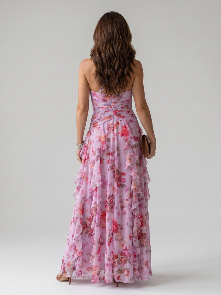 Nori™ Abito Maxy a Fiori con Scollo Halter e Corpino Arricciato