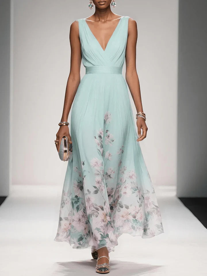 Harper | Abito Maxi a V con Fantasia Floreale