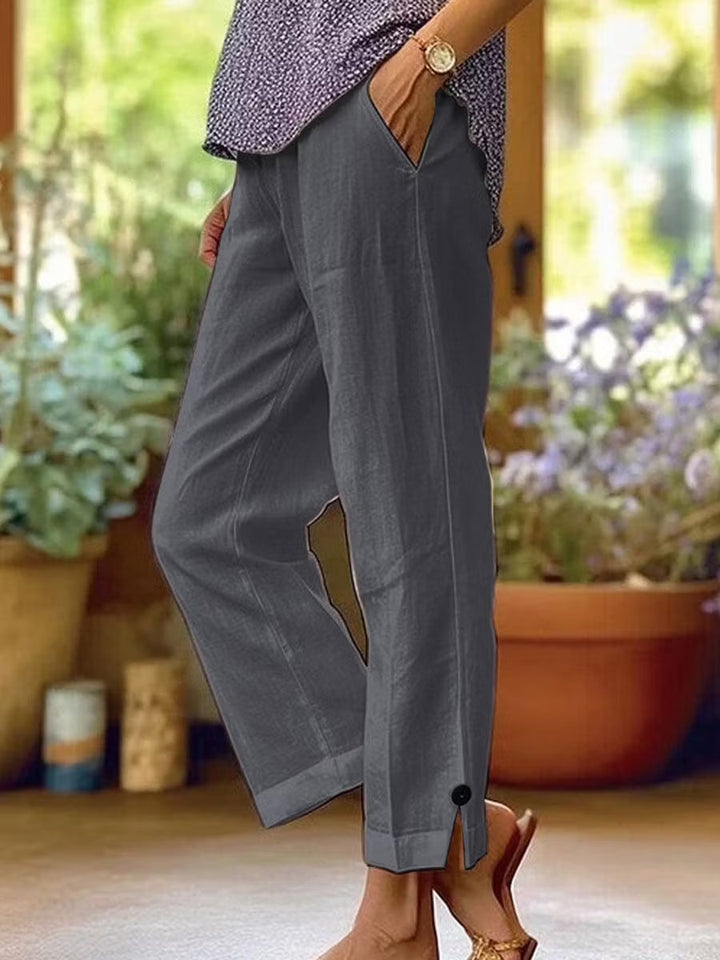 Brooke | Pantaloni dritti in cotone e lino