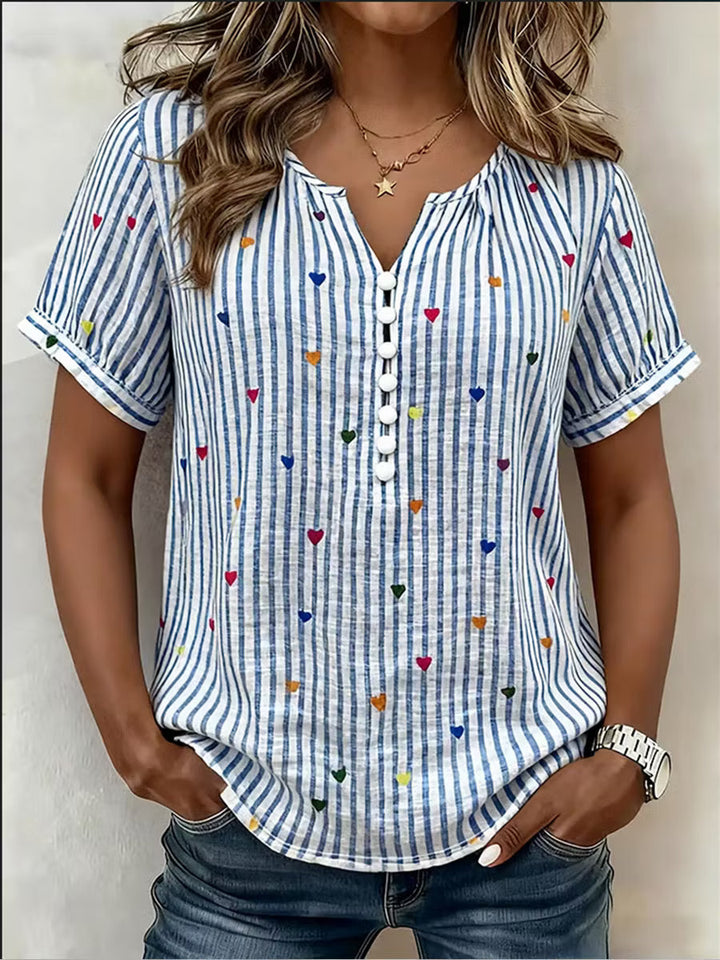 Abigail | Camicia in Lino a Strisce a Cuore