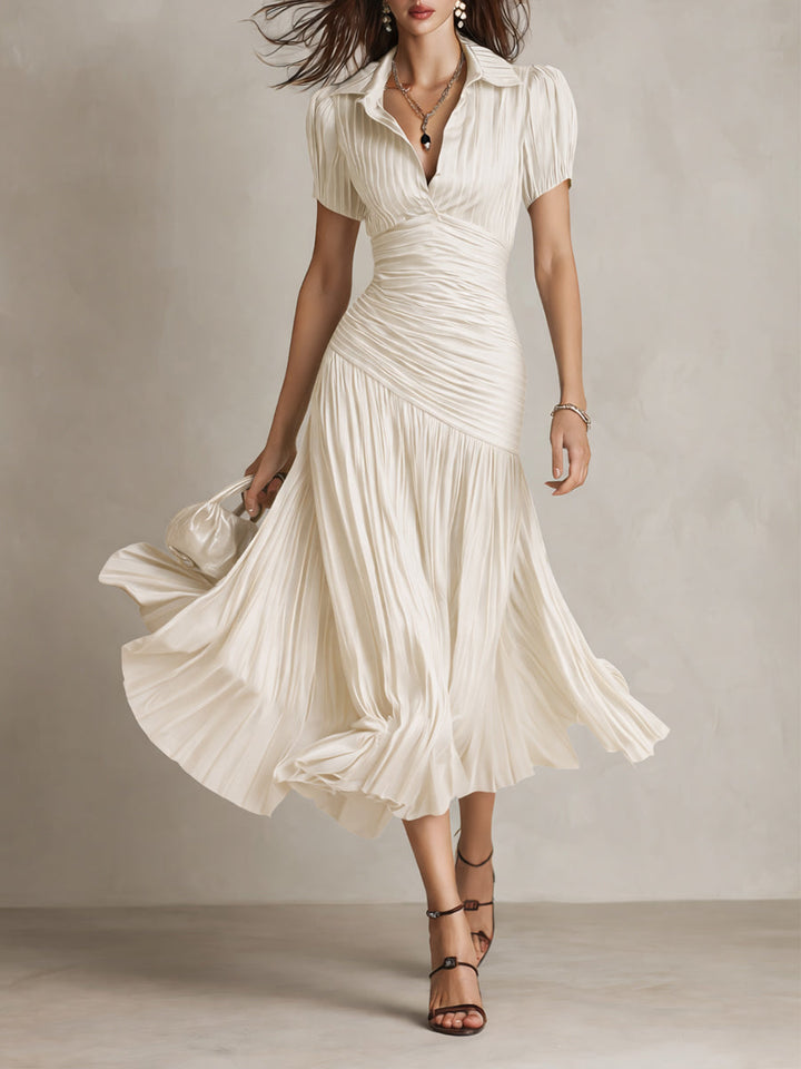 Adriana - Abito Midi in Satin a Strisce Retro