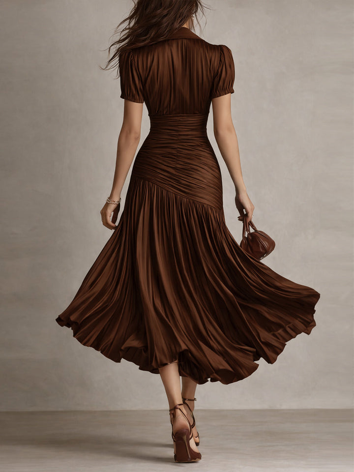 Adriana - Abito Midi in Satin a Strisce Retro
