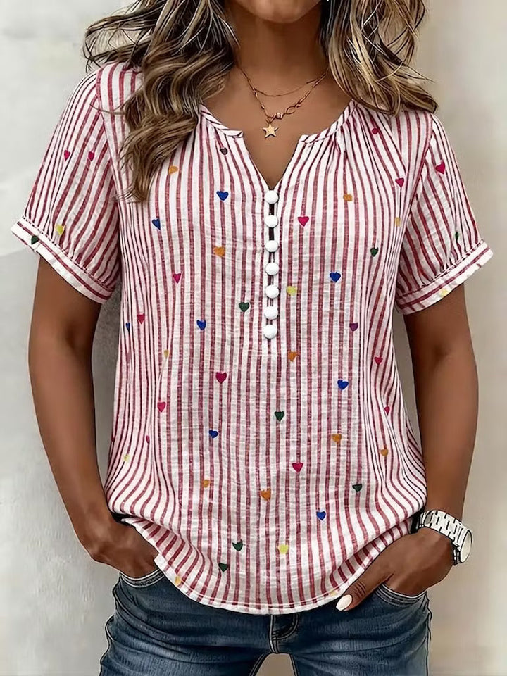 Abigail | Camicia in Lino a Strisce a Cuore