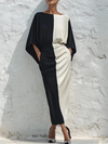 Set di due pezzi con top e gonna midi a contrasto di colore bianco e nero