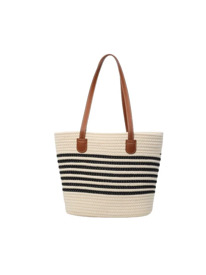 Borsa di paglia intrecciata versatile a tracolla singola, di grande capacità, per vacanze al mare e in spiaggia