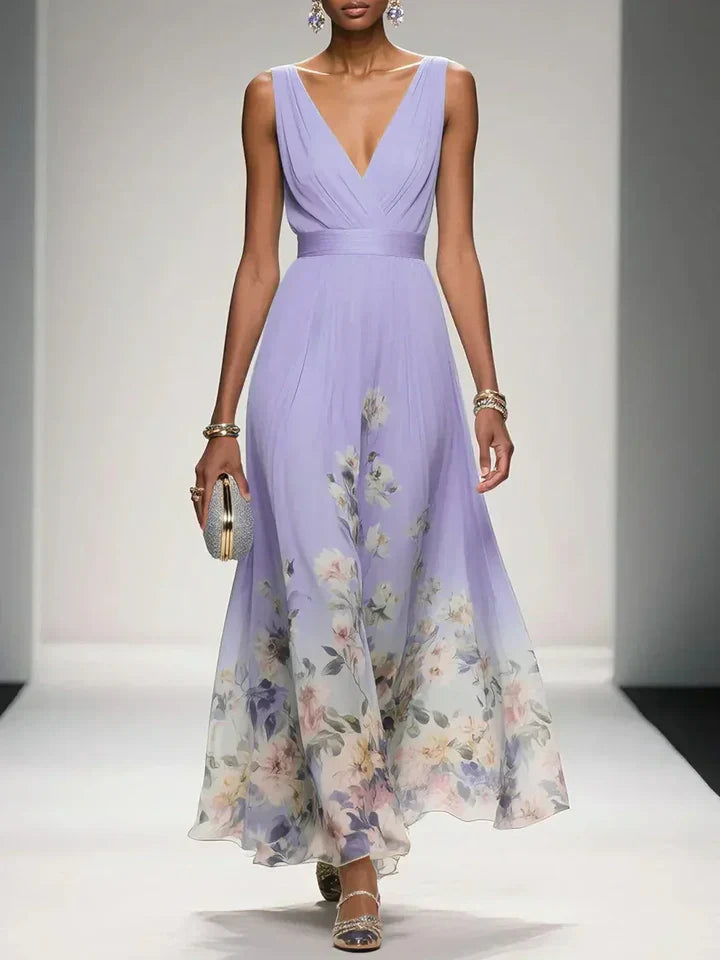 Harper | Abito Maxi a V con Fantasia Floreale