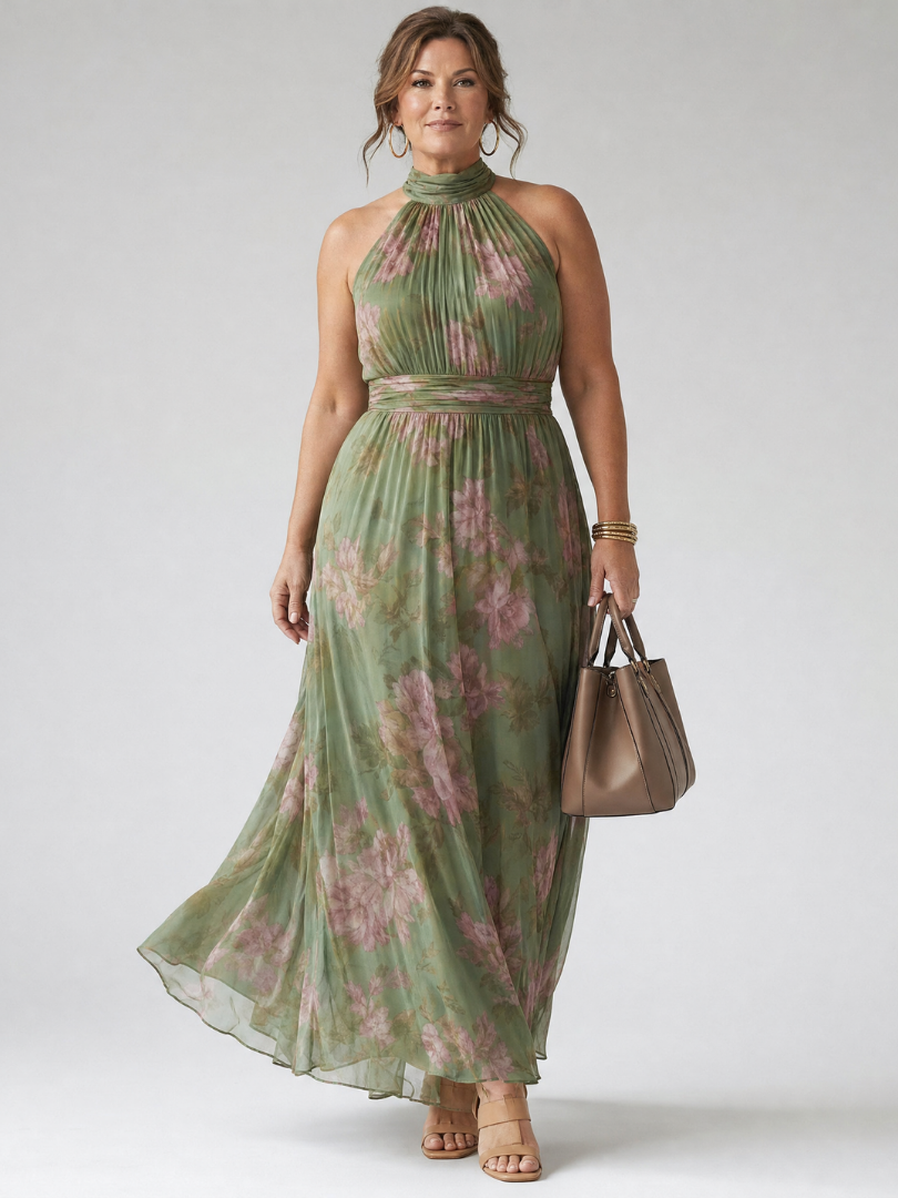 Mirelle™ Abito Midi con Scollo Halter Arricciato