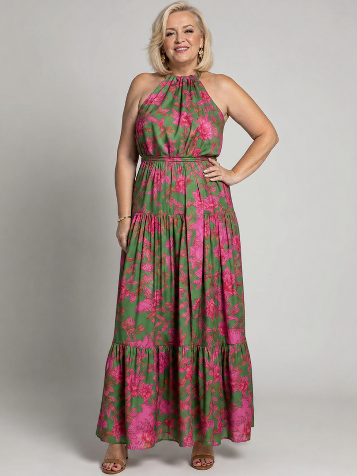 Rowen™ Abito Midi Drappeggiato con Collo All'Americana