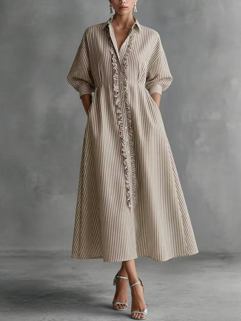 Claire | Abito Camicia a Righe con Volant