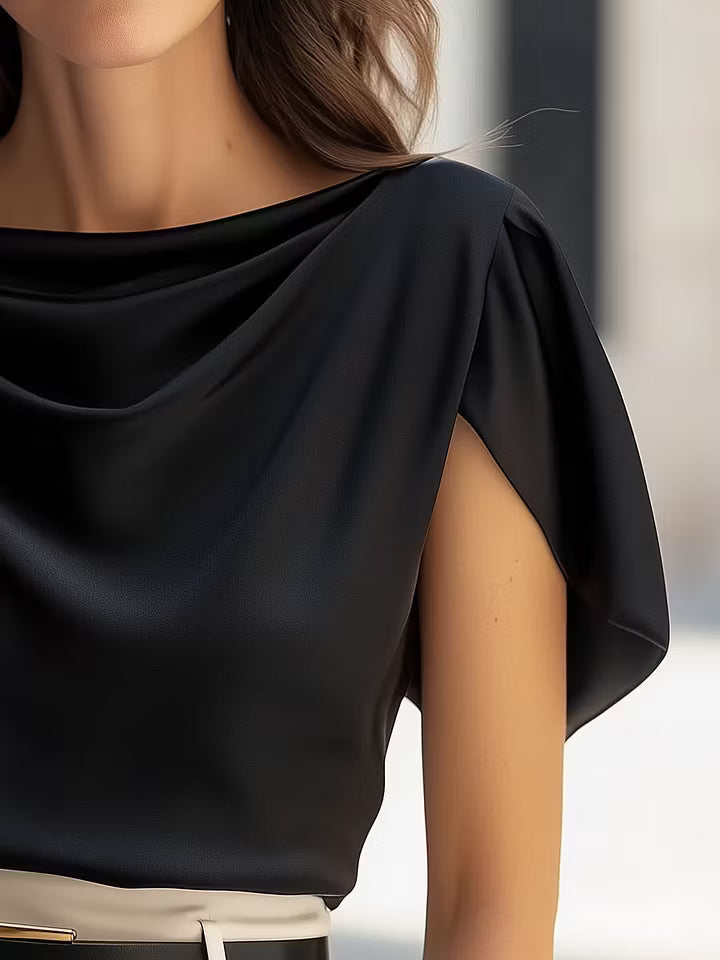 Blusa Classica in Raso con Maniche a Cappotto