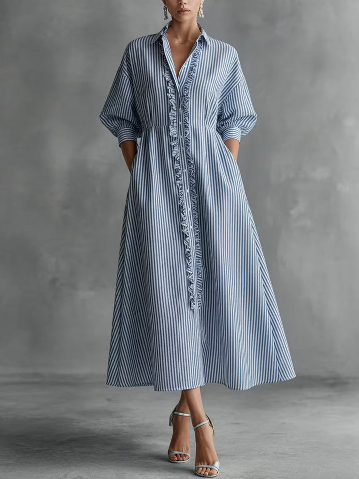 Claire | Abito Camicia a Righe con Volant