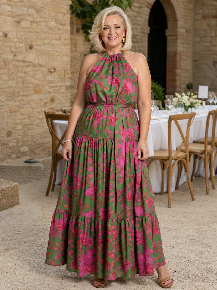 Rowen™ Abito Midi Drappeggiato con Collo All'Americana