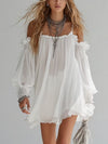 Romane | Mini Abito Fluttuante Bohemien, Spalle Scoperte