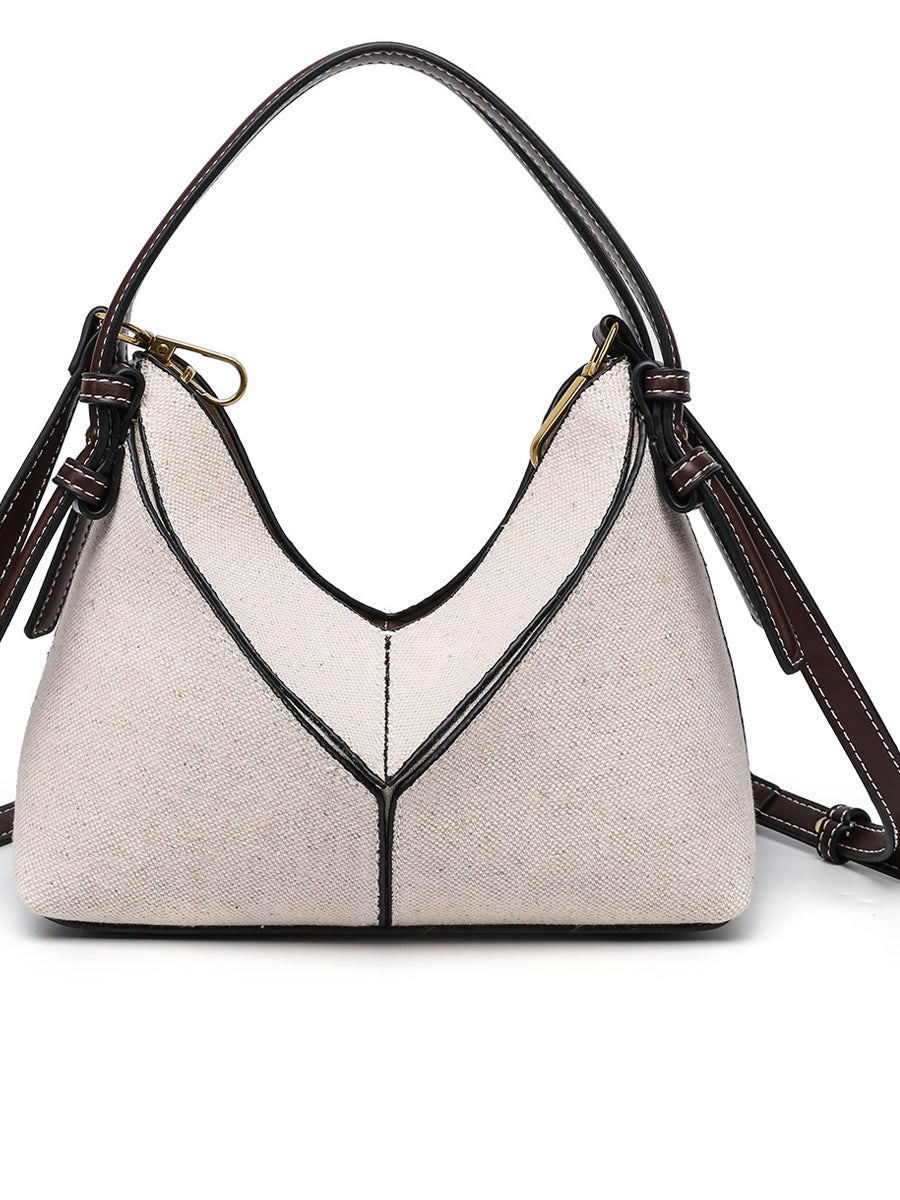 Borsa a tracolla da donna in tela con cerniera dorata