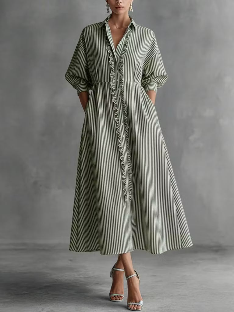 Claire | Abito Camicia a Righe con Volant