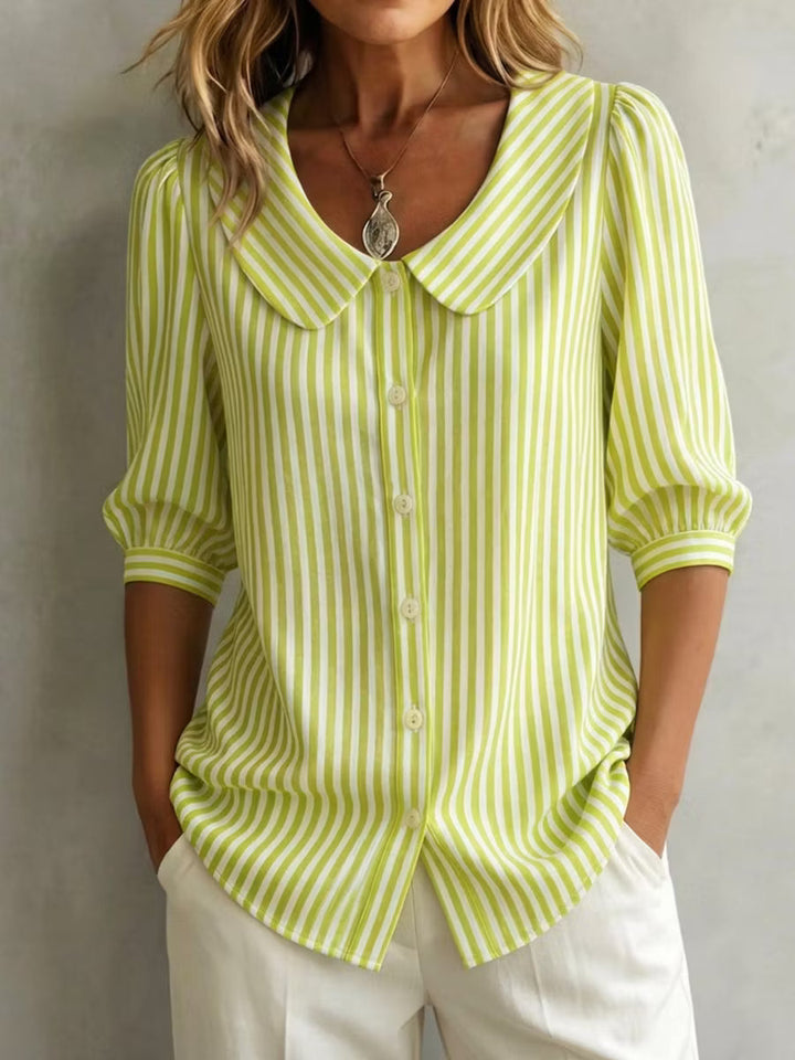 Amelia | Camicia a Collo Peter Pan a Righe Retro