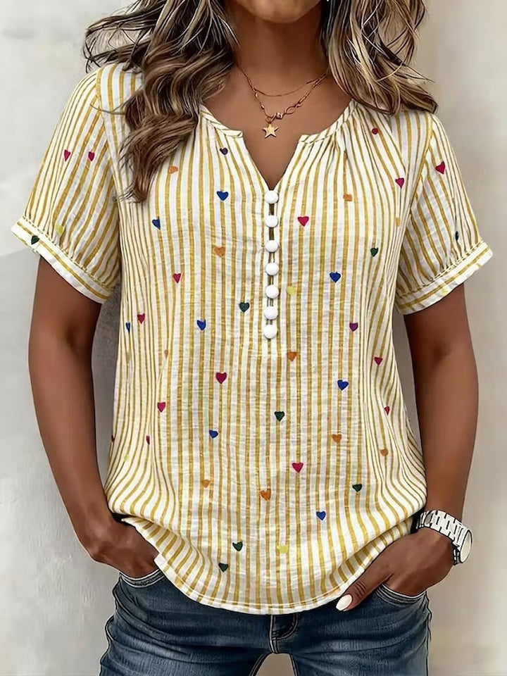 Abigail | Camicia in Lino a Strisce a Cuore