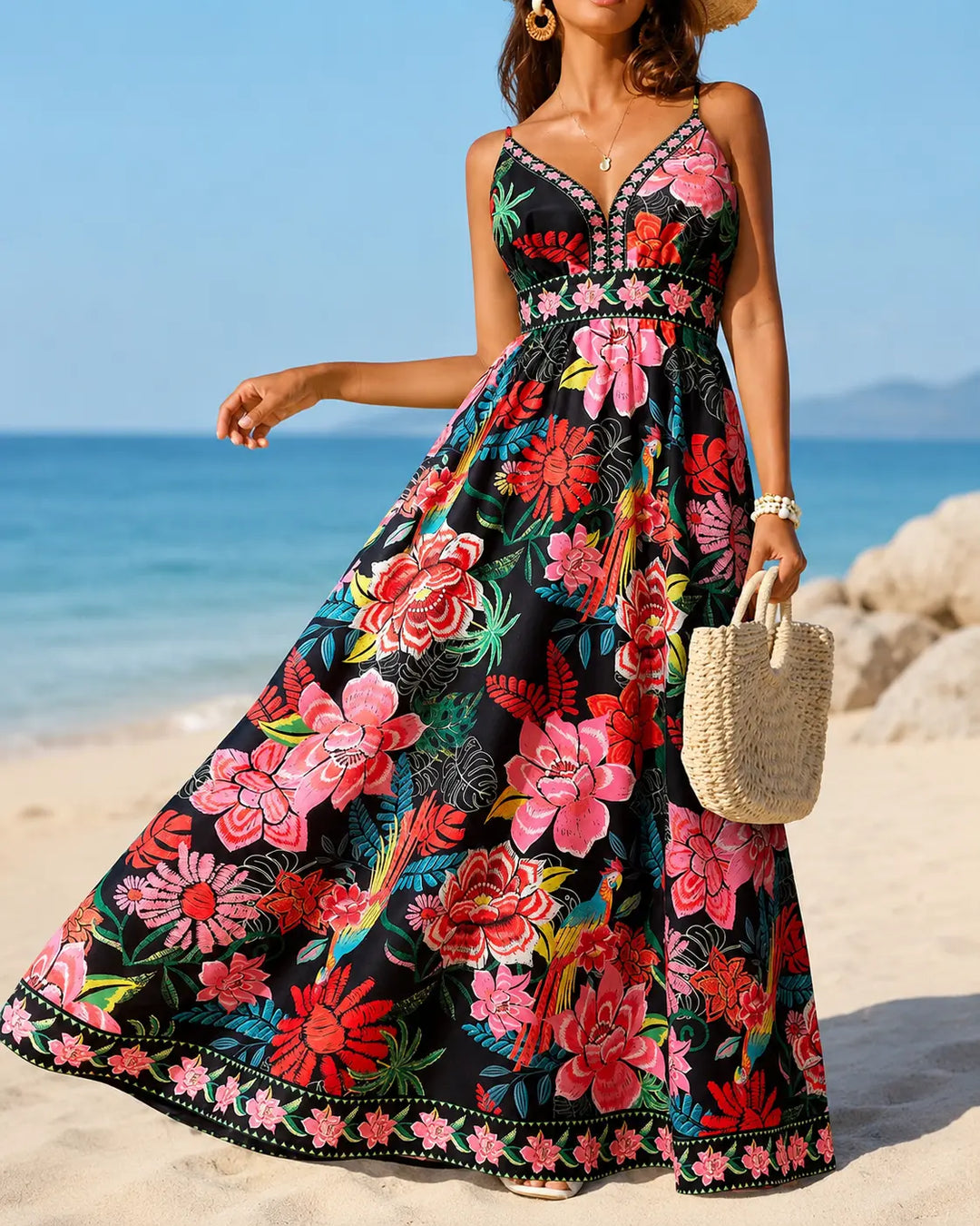 Marbella | Abito Maxi Tropical Bloom