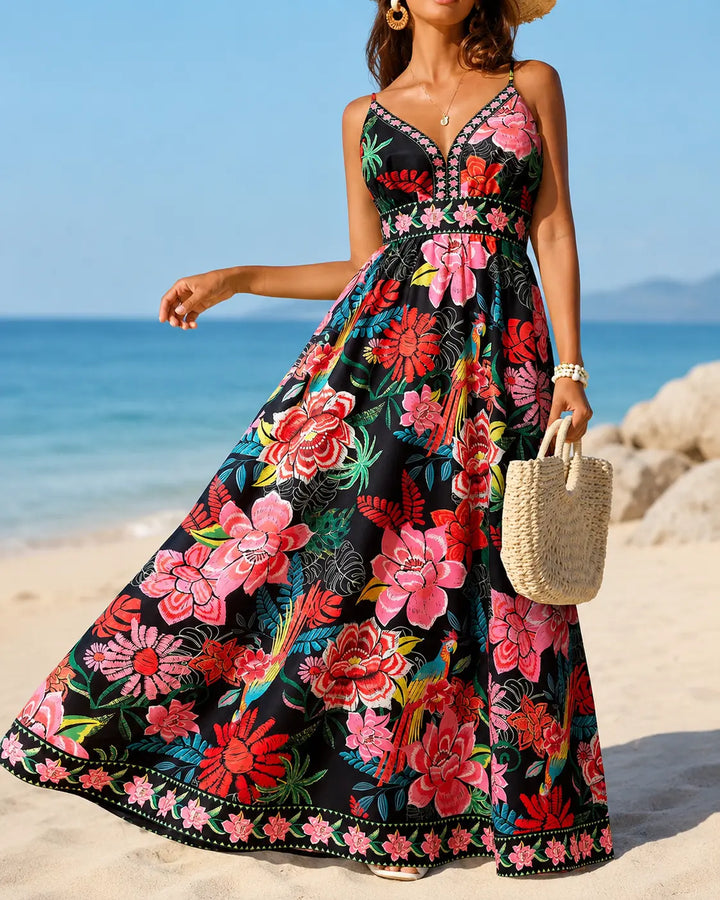 Marbella | Abito Maxi Tropical Bloom