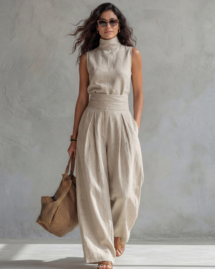 María | Completo Elegante con Pantaloni Larghi e Top