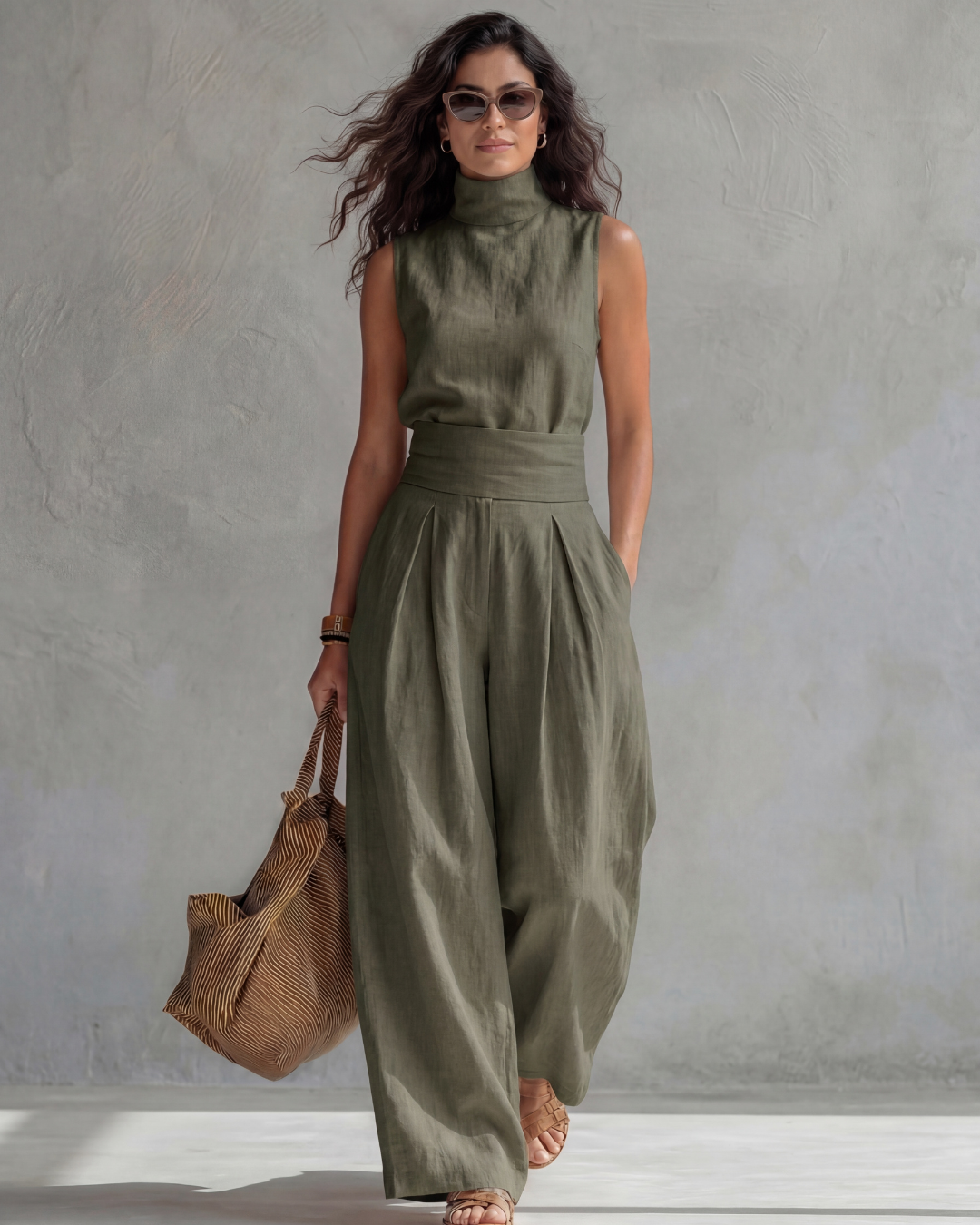 María | Completo Elegante con Pantaloni Larghi e Top
