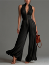 Zsófia Jumpsuit – Set in Chiffon Nero Pieghettato