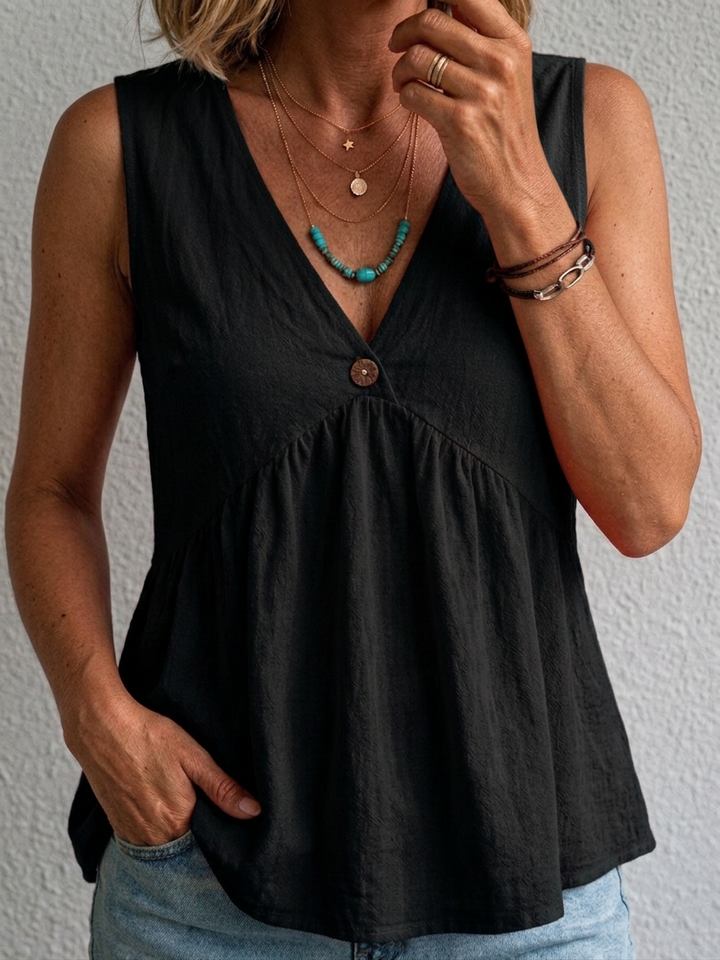 Charlotte | Top senza maniche in cotone con scollatura a V