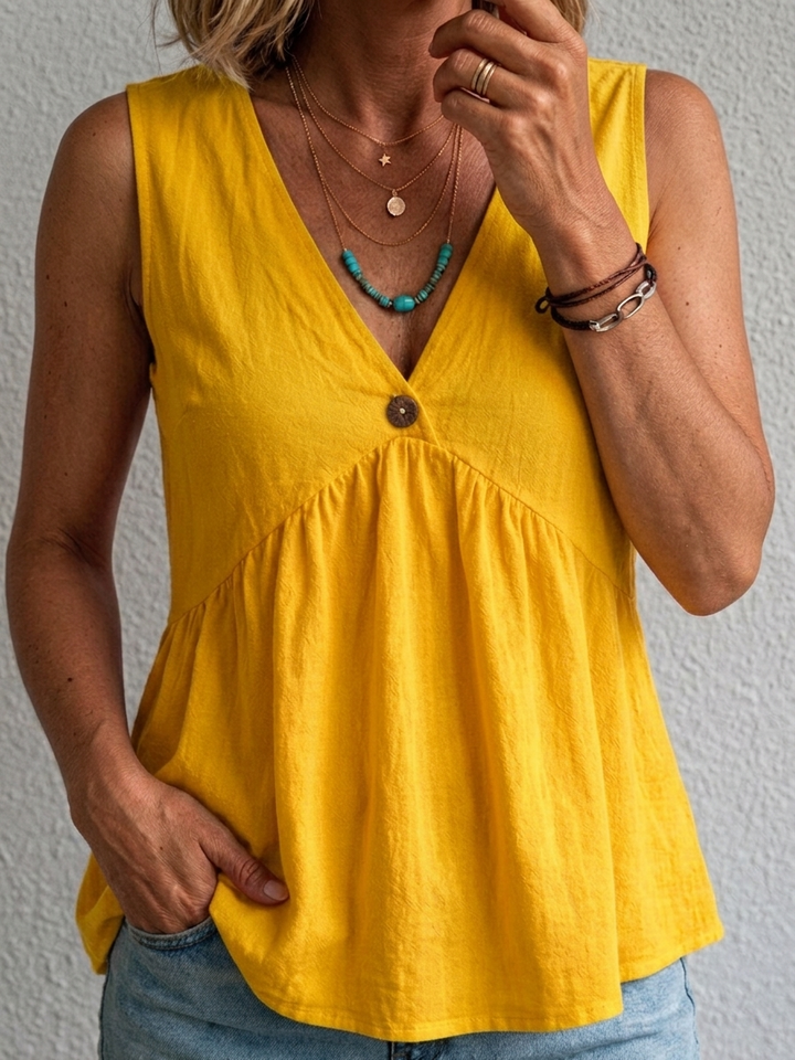 Charlotte | Top senza maniche in cotone con scollatura a V